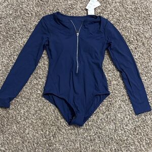 Jantzen Dark Blue women’s Bodysuit with Front Zipper NWT